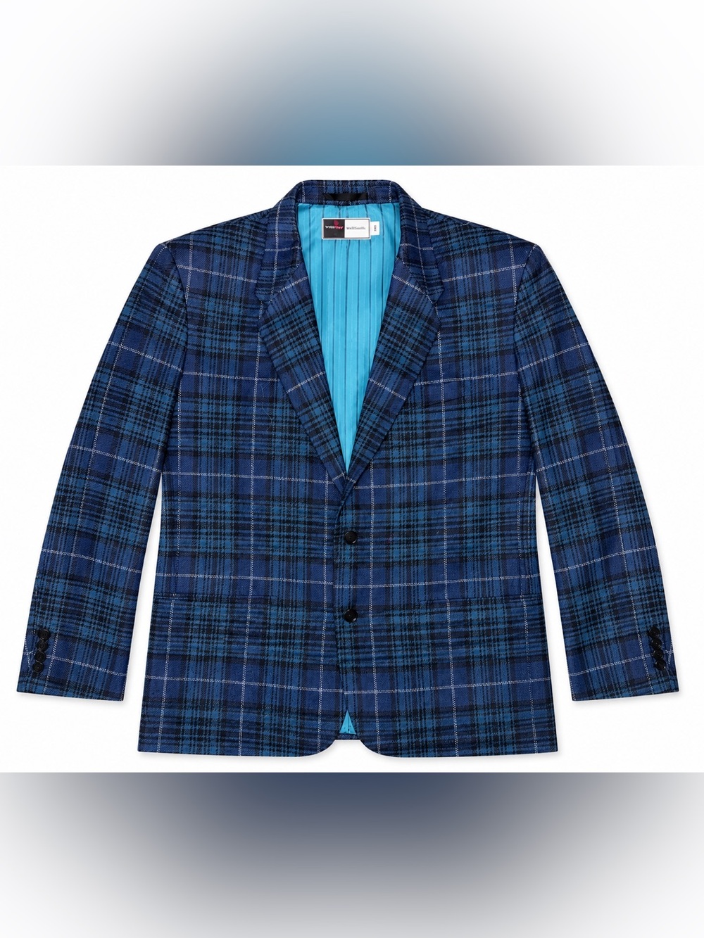 Vintage WilliWear WilliSmith Blue Plaid Wool Blend Blazer Jacket Men’s M